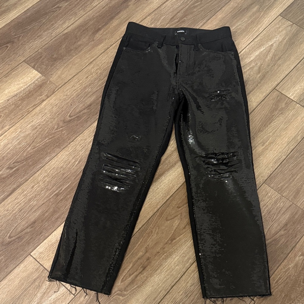 Express Black Denim Jeans with sequins